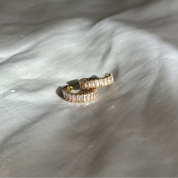 Faux Diamond Hoop Earrings - Picture 1 of 2